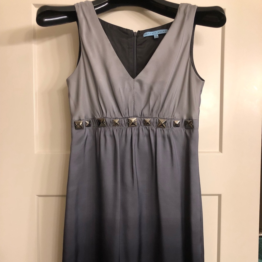 Grey/blue/black silk ombré dress